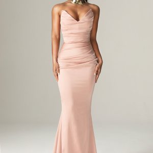 Nina Mermaid Corset Maxi Gown (Blush Pink)